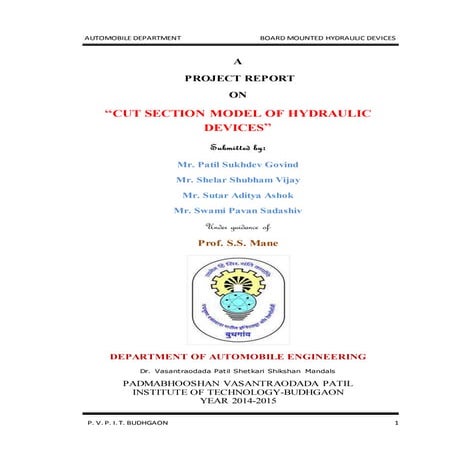 hydraulic devices Important project report 1