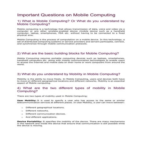 Important questions on mobile computing