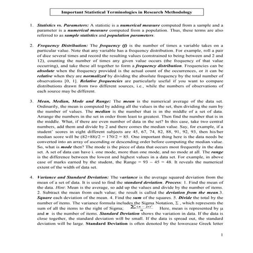 Important terminologies