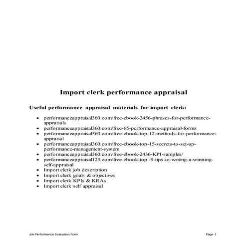 Import clerk performance appraisal