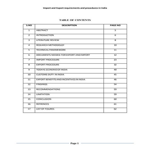 Import export procedures