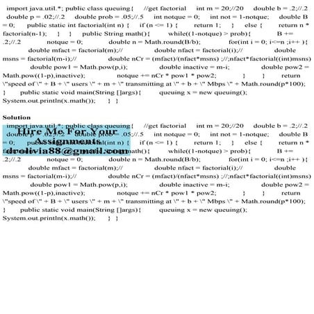   import java.util.; public class queuing{     get factorial     in.pdf