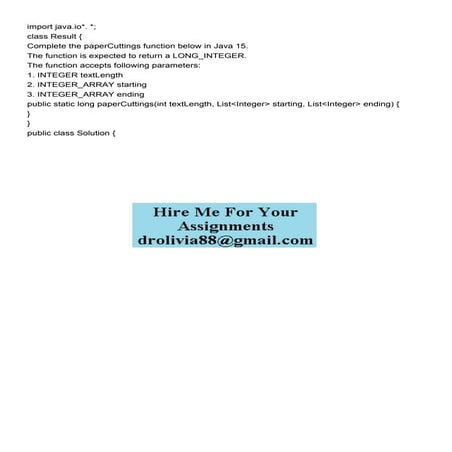 import javaio class Result Complete the paperCutt.pdf