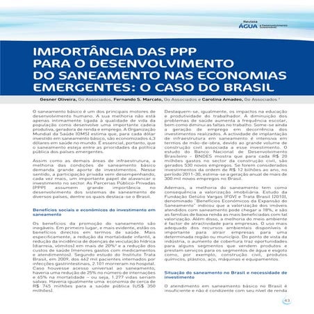 Importância das PPP para o desenvolvimento do saneamento nas economias emerge...
