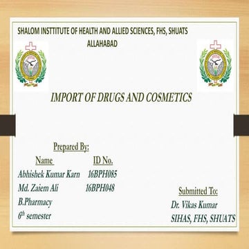 Import of drugs and cosmetic
