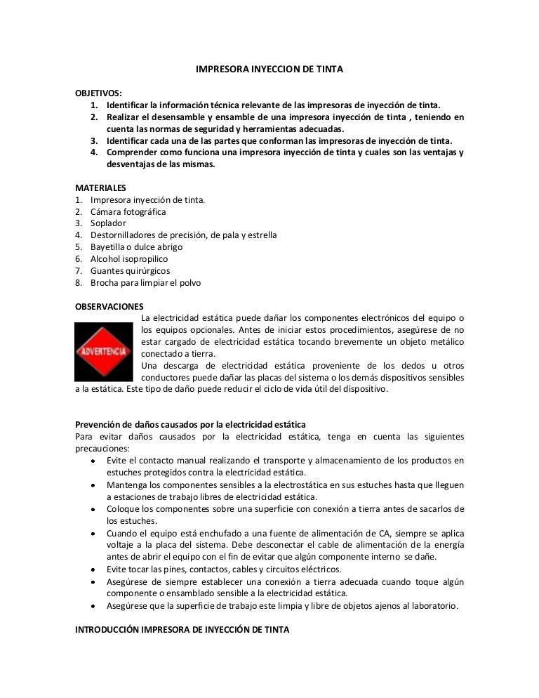 Impresora inyeccion de tinta
