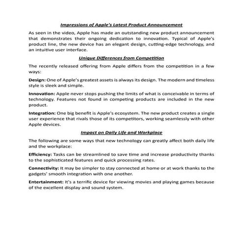 Impressions of Apple's over Market Analytics