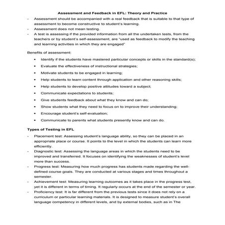 assessment and feedback in english language learning