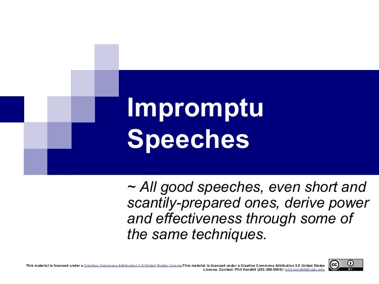 Impromptu Speeches Student Directions And Tips