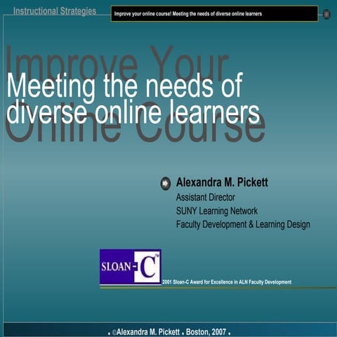 Improve your online course: meeting the needs of diverse learners