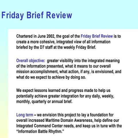 Improved Friday Commanders Brief - Proposed - by Joel Magnussen 2002 