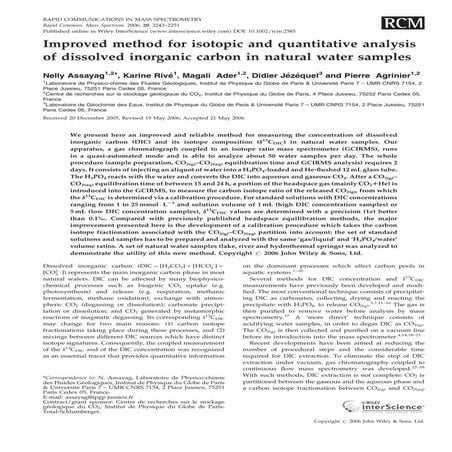 Improved method for analysis of dic in natural water samples | PDF