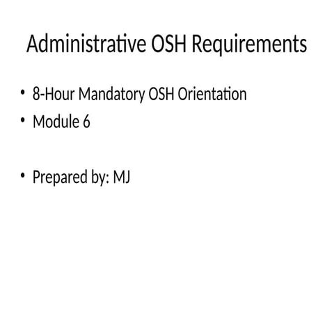 Comprehensive Guide to Administrative OSH Requirements and Compliance ...