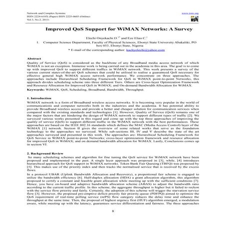  Improved qo s support for wimax networks a survey