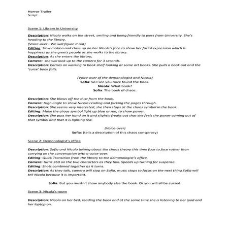 Improved script of horror trailer