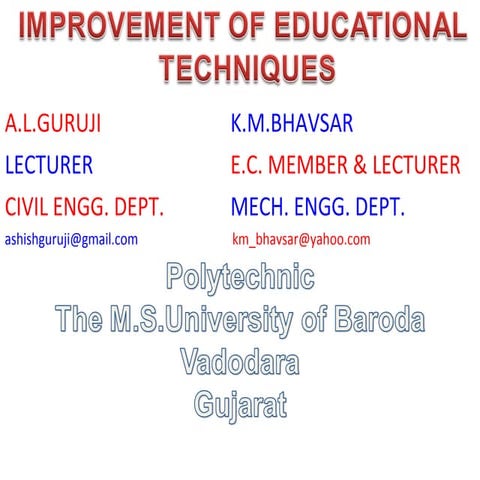 Improvement in educational techniques