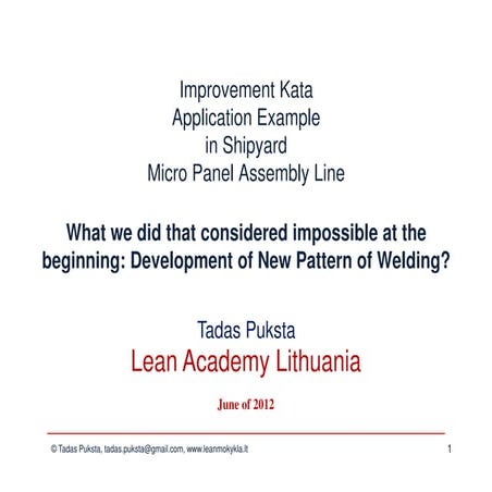 Introduction to the Improvement Kata | PDF