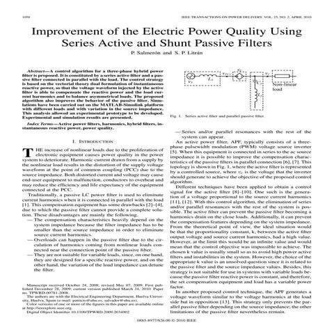 Improvement of the electric power quality using