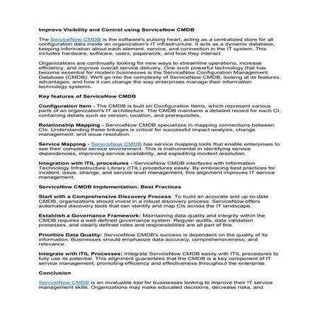 Improve Visibility and Control using ServiceNow CMDB.pdf