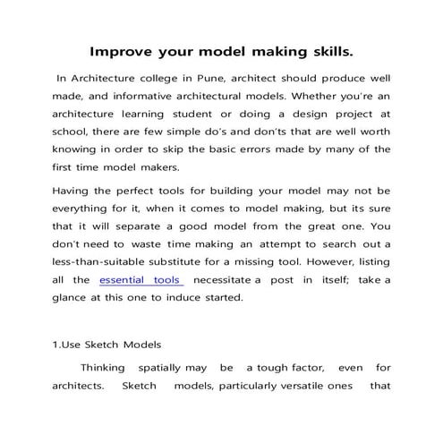 Improve your model making skills
