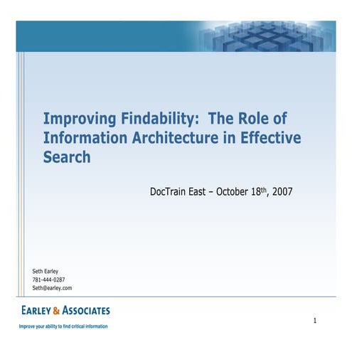 Improving Findability: The Role of Information Architecture in Effective Search