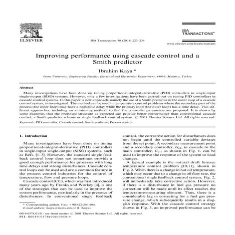 Improving performance using cascade control and a Smith predictor