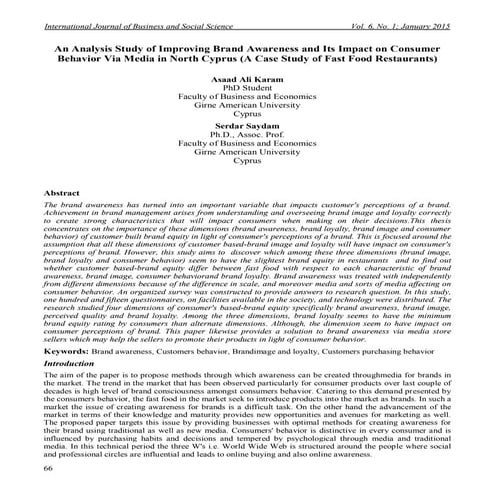 An Analysis Study of Improving Brand Awareness and Its Impact on Consumer Beh...