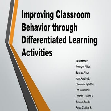 Improving Classroom Behavior through Differentiated Learning Activities ...
