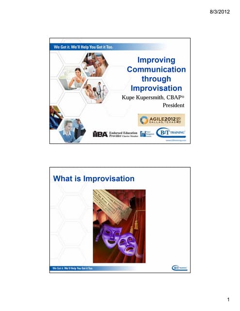 Improving communication through improvisation half day workshop   student ver...