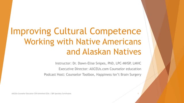 Cultural competency training for Native American issues
