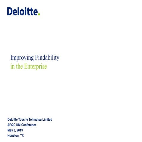 Improving Findability in the Enterprise