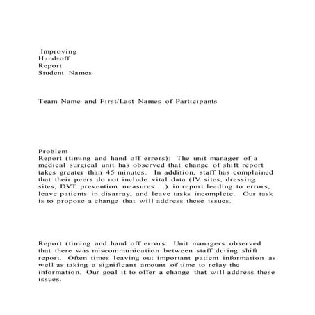  Improving hand offreportstudent namesteam name and