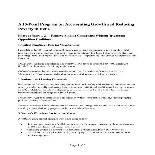 Program for Improving Indian Economy Program and Reducing Poverty | PDF
