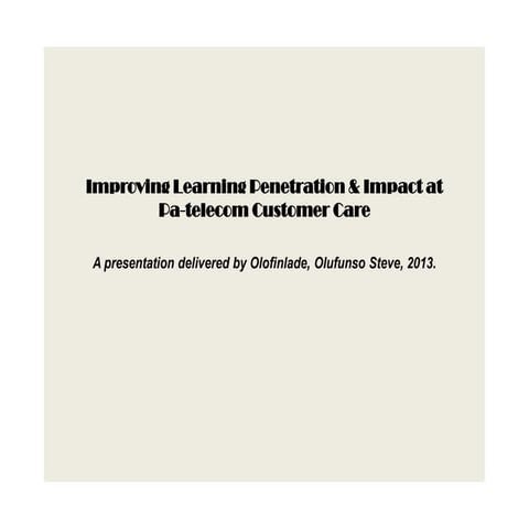 Improving learning implementation & impact   telecoms
