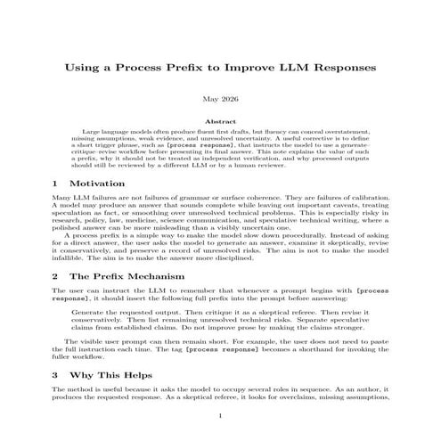 Enhancing LLM Responses with a Process Prefix | PDF