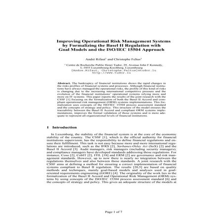 Improving operational risk management systems by formalizing the basel ii reg...