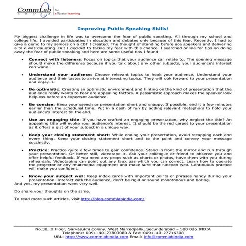 How did you improve your public speaking skills?