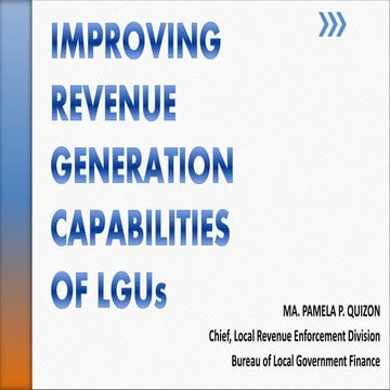 Improving revenue generation capabilities of LGUs PAM