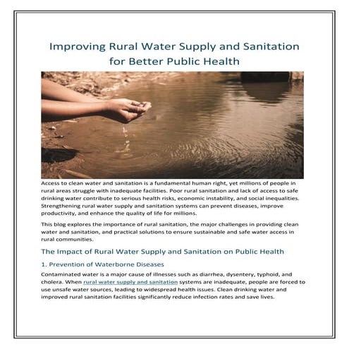 Improving Rural Water Supply and Sanitation for Better Public Health | PDF