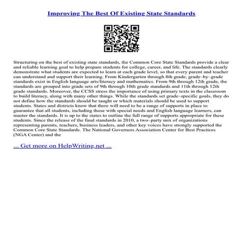 Improving The Best Of Existing State Standards | PDF