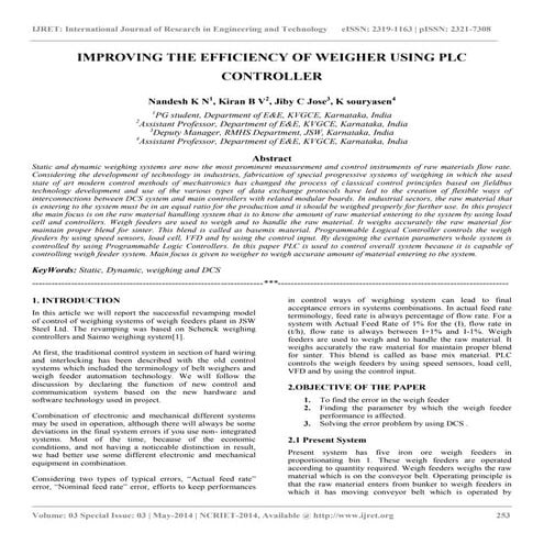 Improving the efficiency of weigher using plc controller