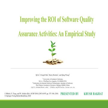 Improving the roi of software quality assurance activities