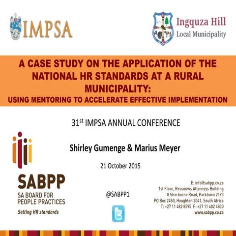 A Case Study on the Application of the National HR Standards at a Rural Munic...