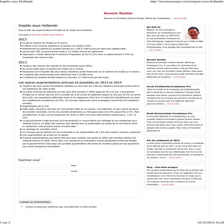 Impôts sous hollande