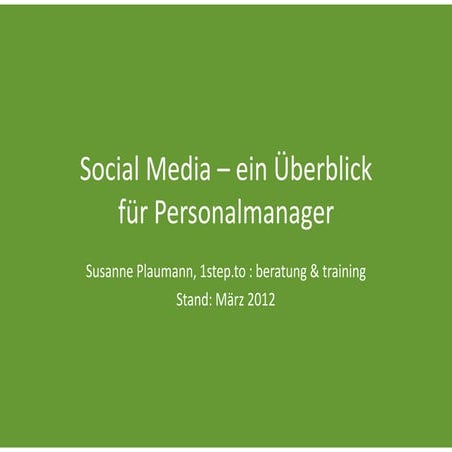 Einführung Personalarbeit und Social Media