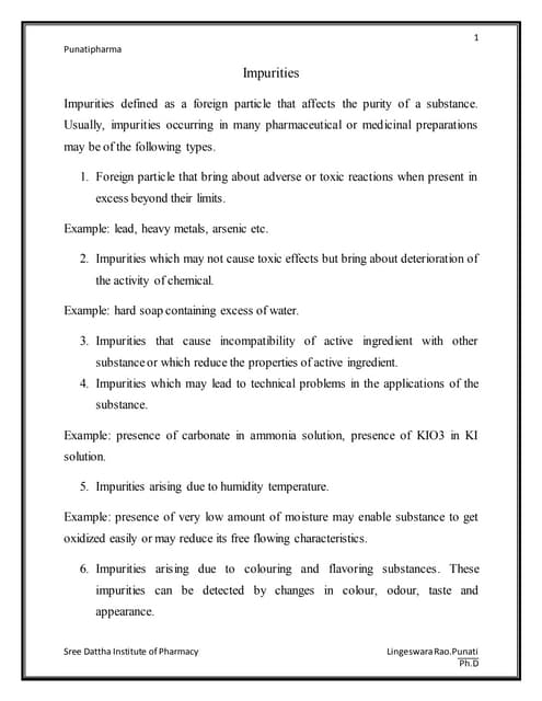 Sources and types of impurities | PPTX