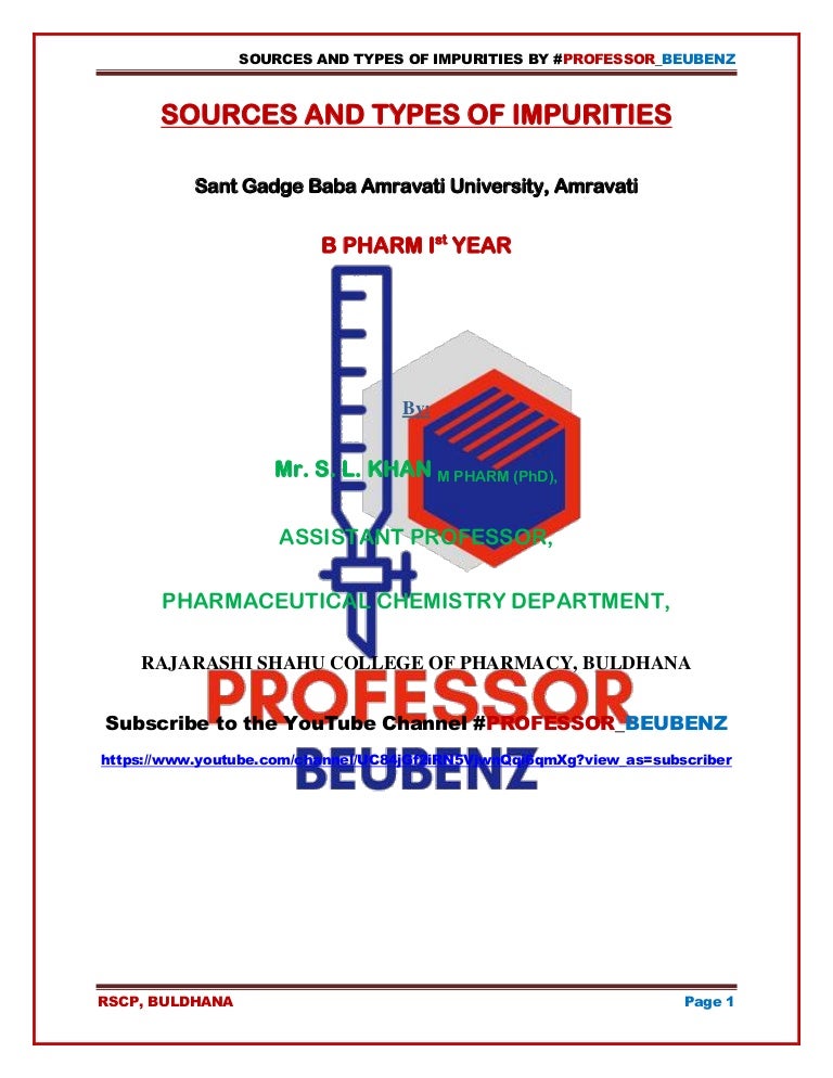 Sources and Types of Impurities by Professor Beubenz