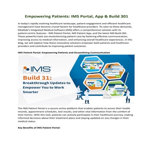 IMS Build 31: Breakthrough Updates to Empower You to Work Smarter