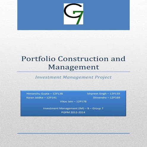 Portfolio Construction and Management (Equity and Debt) using Efficient Frontier Hypothesis