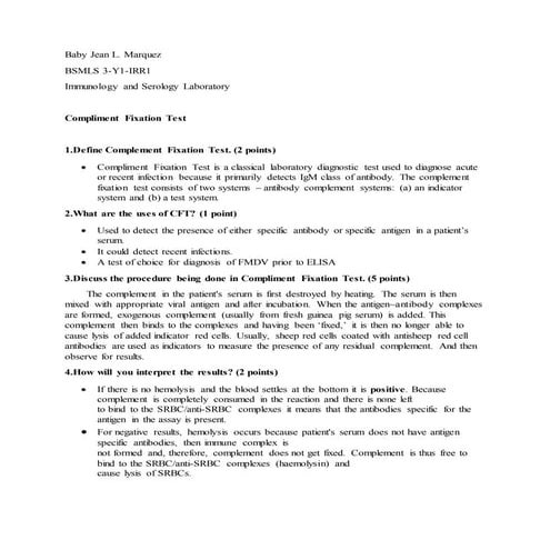 COMPLEMENT FIXATION TEST - CFT | PPTX